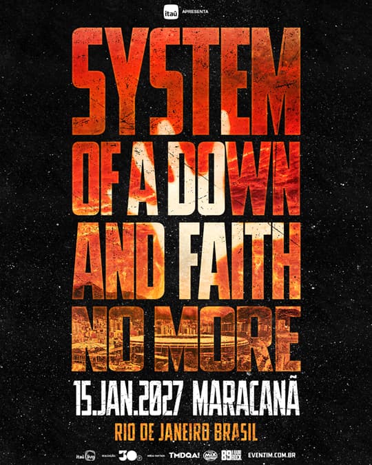 System Of A Down anuncia One Night Only no Maracanã com participação especial de Faith No More