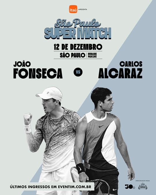 São Paulo Super Match anuncia novos ingressos para jogo entre Carlos Alcaraz e João Fonseca